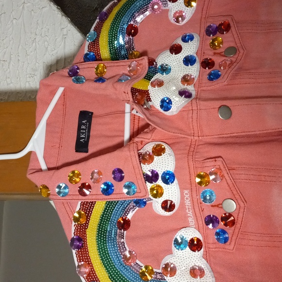 KAWAII PINK DENIM JACKET, Rainbow, Medium/large - Picture 5 of 16